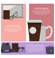 office break and work supplies vector image