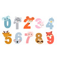 set children numbers with animals vector image