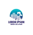 logo with a silhouette of the city and palm vector image