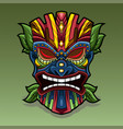 tiki mask with leaves mascot logo vector image