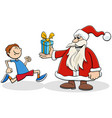 cartoon santa claus giving christmas present vector image