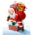 cartoon santa enters a home through the chimney vector image