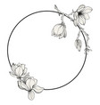 circle frame with magnolia flowers vector image