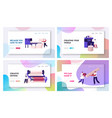 fiber creating industry website landing page set vector image