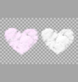 realistic transparent white and pink heart shaped vector image