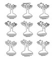 graphical palm tree set linear style isolated vector image vector image