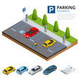 isometric cars in the parking lot or car vector image