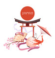 japanese culture elements retro cartoon vector image vector image
