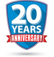 flat design 20 years anniversary label with red vector image