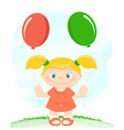 little girl with toy balloons vector image