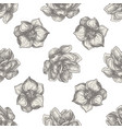 seamless pattern with hand drawn pastel magnolia vector image