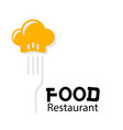 food restaurant logo chef hat fork background vect vector image