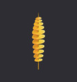 fried swirls of tornado potato on skewer isolated vector image