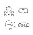 virtual reality linear icons set vector image
