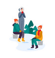 winter activities family fishing together vector image