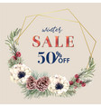 winter floral blooming wreath frame elegant vector image vector image