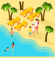 family tropical beach vacation isometric banner vector image