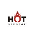 hot sausage typography with fire flame logo design vector image vector image