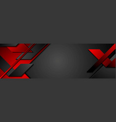Black tech perforated banner with red waves Vector Image