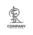 initials r horseshoe logo vector image