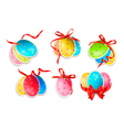 decorative easter eggseaster cards with red bow vector image vector image