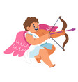 cupid angel with wings and bow shooting arrow vector image