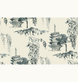 temple nature landscape view sketch japanese vector image