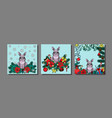winter holiday prints set with rabbit vector image