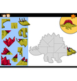 cartoon dinosaur jigsaw puzzle game vector image