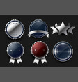 set of six round metal badge element banner vector image