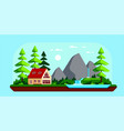 family cottage house in forest flat design vector image vector image
