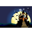 halloween background with moon and castle vector image