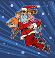 santa claus with children christmas and new year vector image vector image