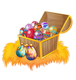 a wooden box with easter eggs vector image