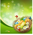 background with easter nest and eggs vector image vector image
