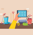 smartphone with home gardening app vector image