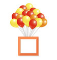 yellow orange red balloons big bundle square frame vector image vector image
