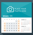 january 2016 desk calendar for year week vector image