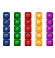 cartoon gems multi-colored stone buttons for ui vector image