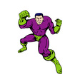 cartoon super hero running punching vector image