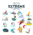 set of water extreme sports icons isolated design vector image
