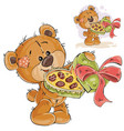 a brown teddy bear holding vector image