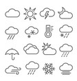 weather line icons set on white background vector image vector image