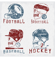 vintage sport grunge labels set with skulls vector image vector image