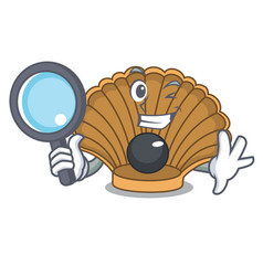 Detective shell with pearl character cartoon Vector Image