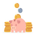 piggy bank and coins flat saving money vector image vector image
