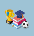 flat education concept with books cup winner vector image