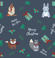 holiday seamless pattern with cute animals vector image