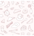 outline hand drawn breakfast seamless pattern vector image