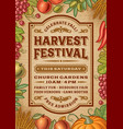 vintage harvest festival poster vector image vector image
